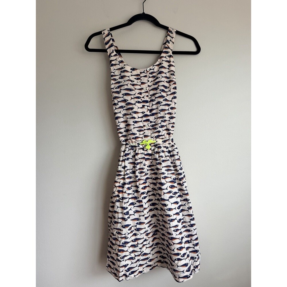 New Crewcuts Girls Size 16 Rare 2016 Fish Print Dress With Neon Waist Tie NWT